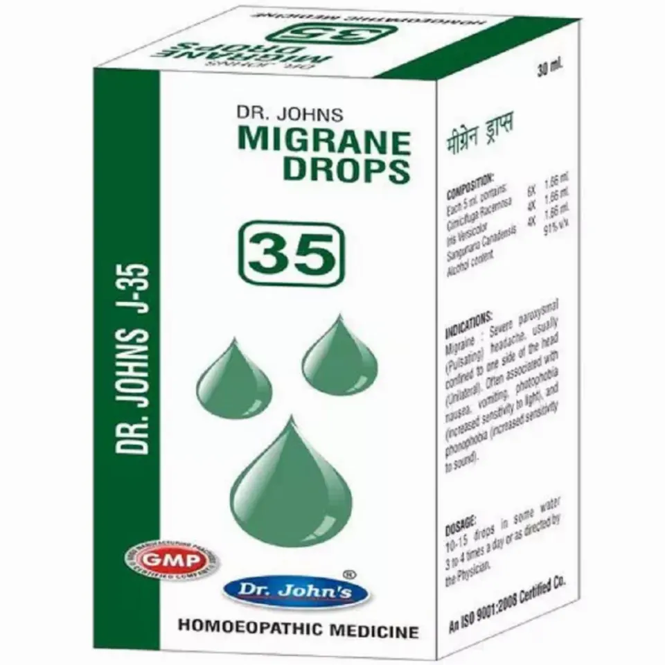 Dr John J 35 Migrane Drops (30ml)