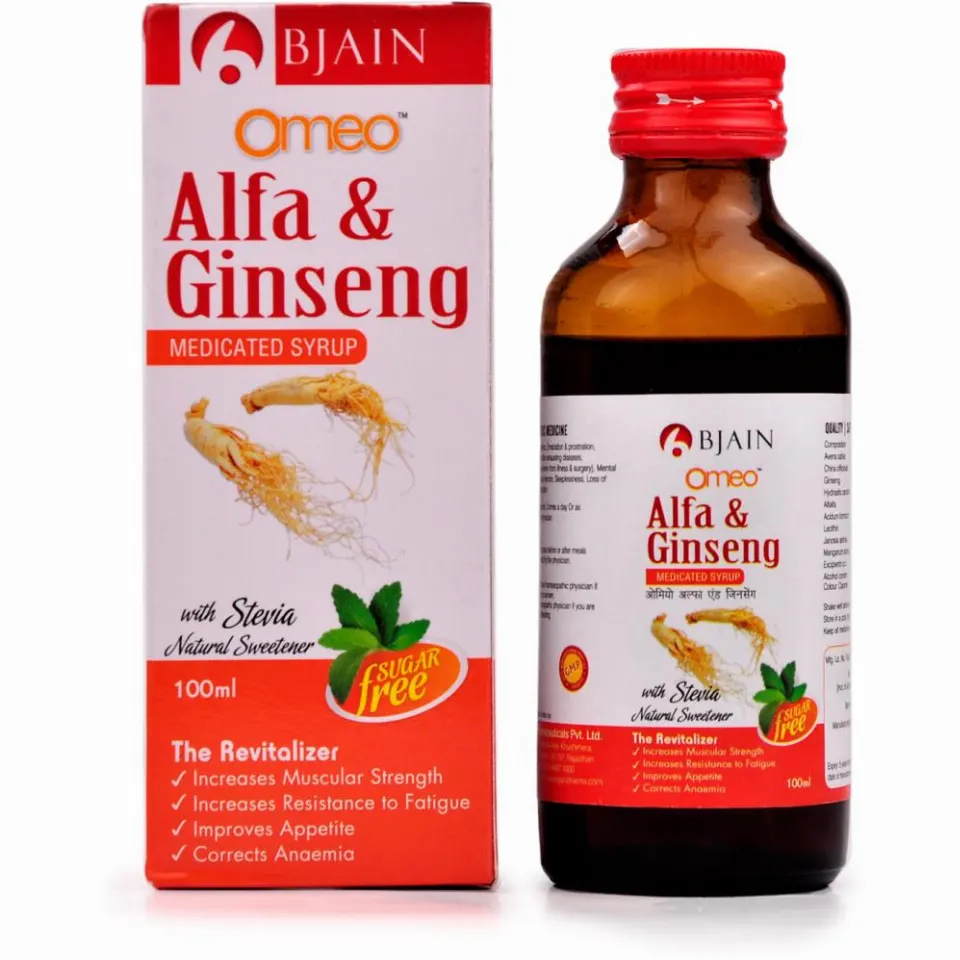 B Jain Omeo Alfa & Ginseng Syrup (Sugar Free) (100ml)